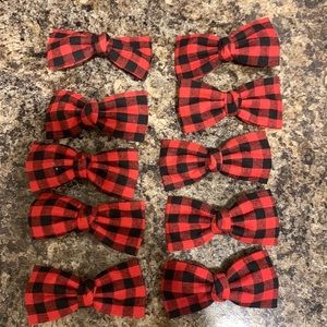 Red and Black Buffalo Check Hair Bows Set of 10